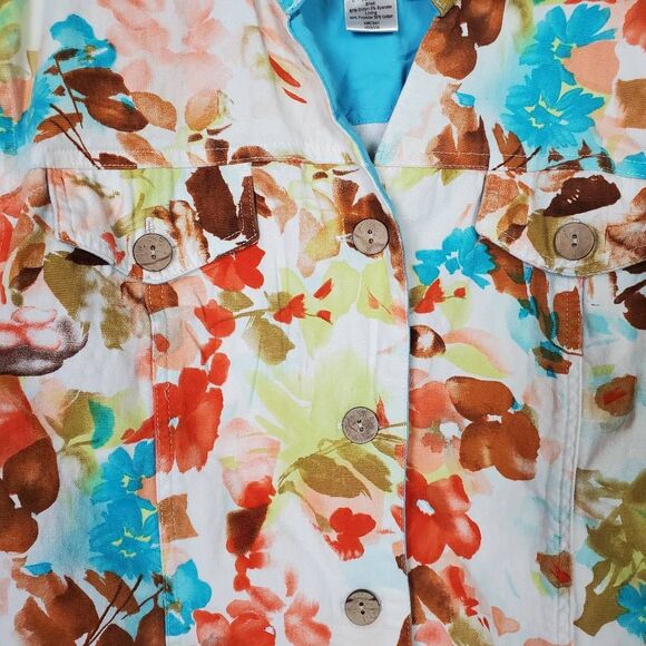 Coldwater Creek Floral Print Blazer Jacket Size L - Picture 3 of 6